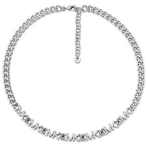 Michael Kors Necklace Metallic Muse Pave MK Links Crystals Gold Platinum Plated